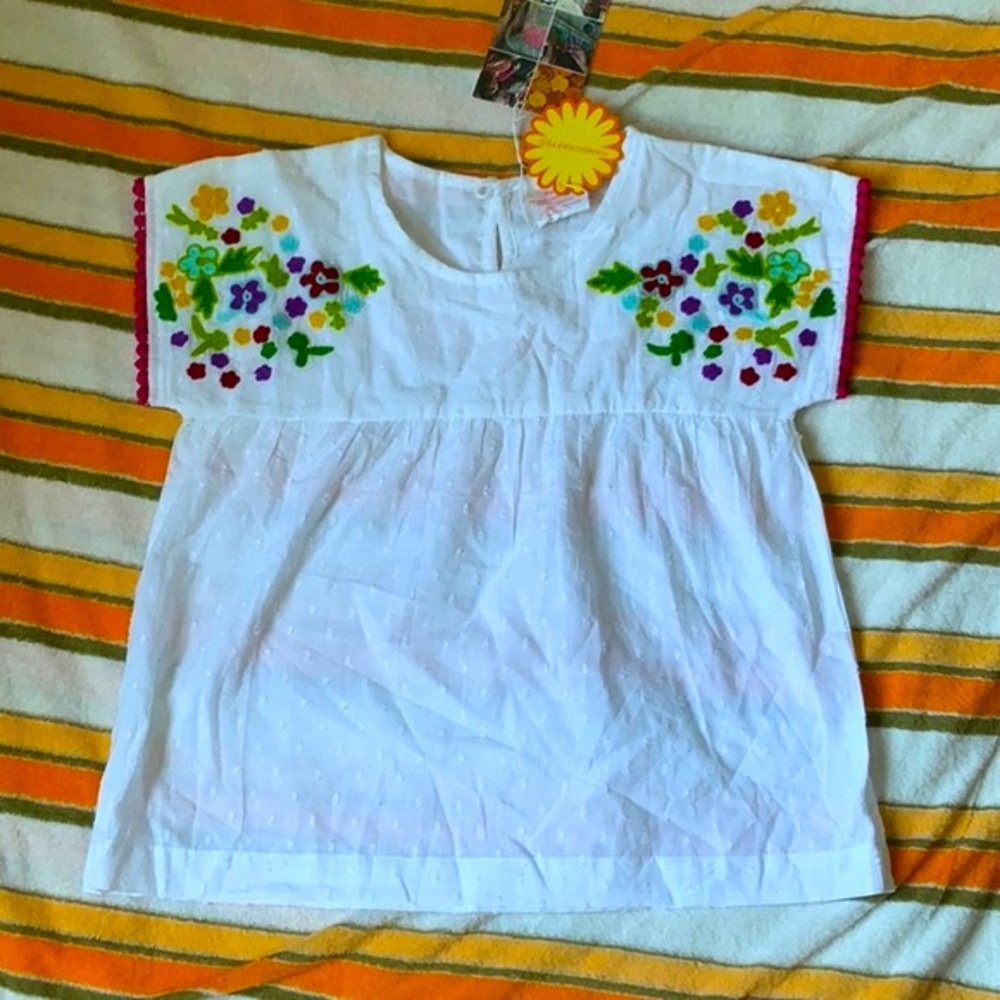 NWT Masala Kids girls floral embroidered top in size 10